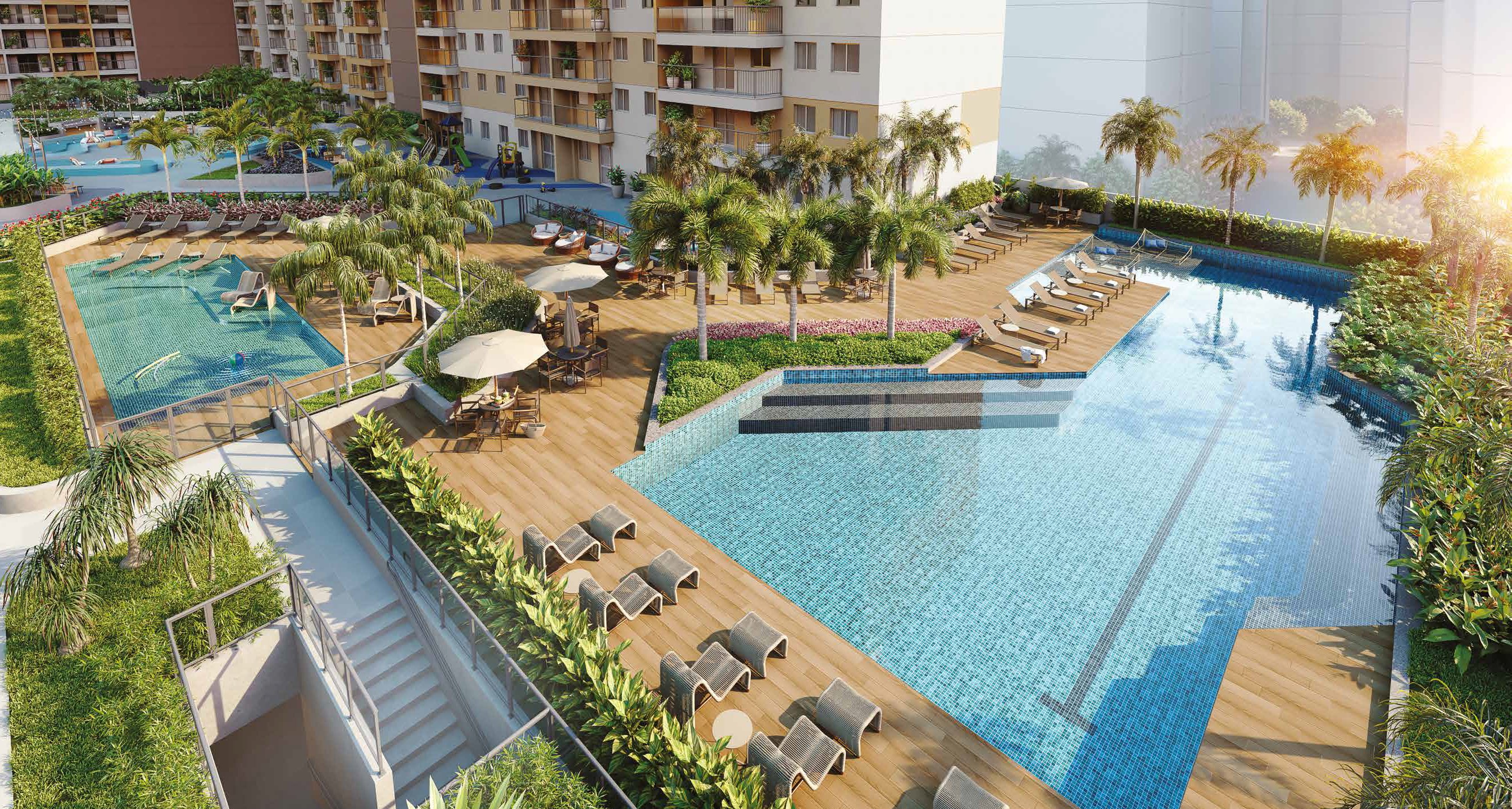 Area de lazer com piscina